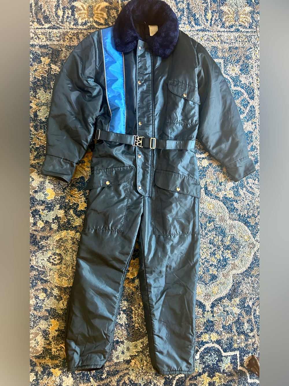 Walls Blizzard Pruf Vintage 80s Snowmobile Coverall Suit Navy Medium Med